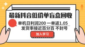最新抖音低价单盲盒回收 一单1.05 单机日利润200 纯绿色不封号-糊涂帮