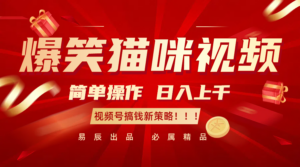 爆笑猫咪视频:简单操作,日入过千,视频号搞钱新策略!-糊涂帮