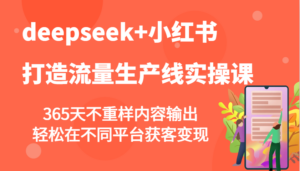 deepseek+小红书打造流量生产线实操课，365天不重样内容输出，轻松在不同平台获客变现-糊涂帮