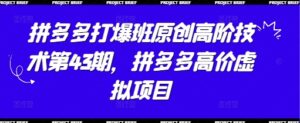 拼多多打爆班原创高阶技术第43期,拼多多高价虚拟项目-糊涂帮