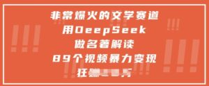 非常爆火的文学赛道，用deepseek做名著解读 ，89个视频暴力变现1w+-糊涂帮