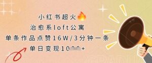 小红书超火的治愈系loft公寓，单条作品点赞16W，3分钟一条，单日变现数张-糊涂帮