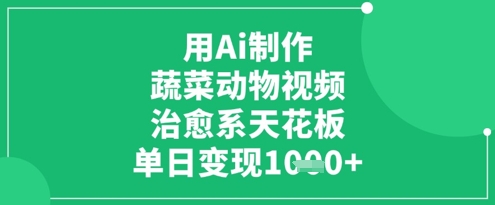 用Ai制作蔬菜动物视频，治愈系天花板，单日变现1k-糊涂帮