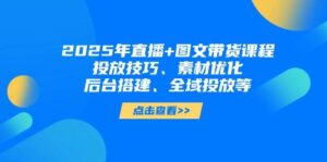 2025年短视频图文带货+直播带货：投放技巧、素材优化、后台搭建、全域投放等-糊涂帮