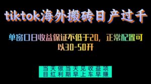 tiktok海外搬砖项目单机日产过千当天做当天见收益-糊涂帮
