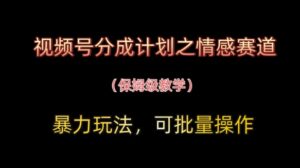 视频号分成计划之情感赛道暴力玩法，可批量操作，保姆级教学-糊涂帮