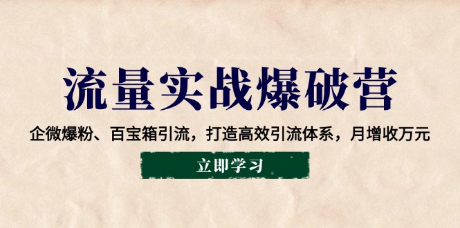 流量实战爆破营：企微爆粉、百宝箱引流，打造高效引流体系，月增收万元-糊涂帮
