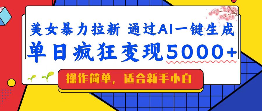 美女暴力拉新，通过AI一键生成，单日疯狂变现5000+，纯小白一学就会！-糊涂帮