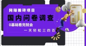 网创搬砖项目，国内问卷调查，0基础看完就会 一天轻松三四张，靠谱副业干就完了-糊涂帮