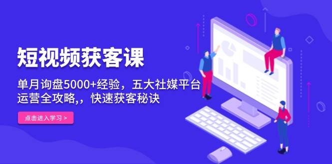短视频获客课，单月询盘5000+经验，五大社媒平台运营全攻略,，快速获客秘诀-糊涂帮
