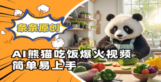 Ai熊猫吃饭爆火视频，条条原创，简单易上手-糊涂帮
