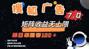 最新搜狐广告变现项目，单日单账号100+，可矩阵无限放大-糊涂帮