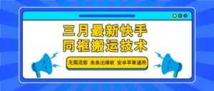 三月最新快手同框搬运技术，无需混剪 条条出爆款 安卓苹果通用-糊涂帮