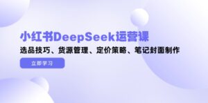 小红书DeepSeek运营课，选品技巧、货源管理、定价策略、笔记封面制作-糊涂帮