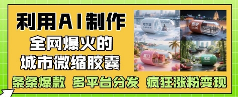 利用AI制作全网爆火的城市微缩胶囊，条条爆款， 多平台分发，疯狂涨粉变现-糊涂帮