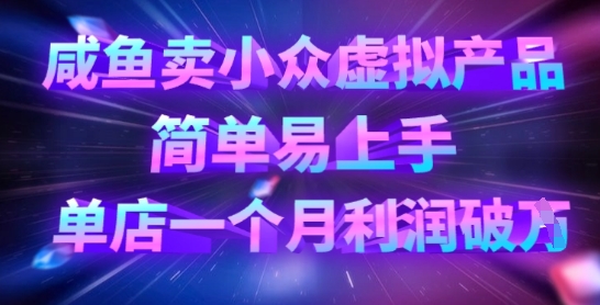 咸鱼卖小众虚拟产品，简单易上手，单店一个月利润破W-糊涂帮