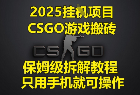 2025挂G项目，CSGO游戏搬砖，保姆级拆解教程，只用手机就可操作-糊涂帮
