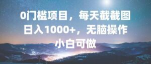 0门槛项目，每天截截图，日入1000+，轻松无脑，小白可做-糊涂帮