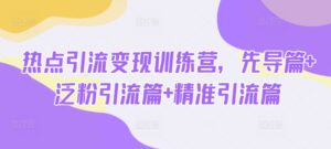 热点引流变现训练营，先导篇+泛粉引流篇+精准引流篇-糊涂帮
