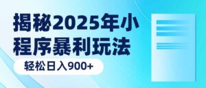 揭秘2025年小程序暴利玩法：轻松日入900+-糊涂帮