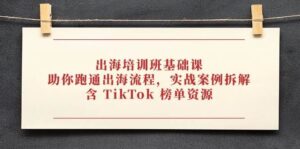 出海培训班基础课，助你跑通出海流程，实战案例拆解，含 TikTok 榜单资源-糊涂帮