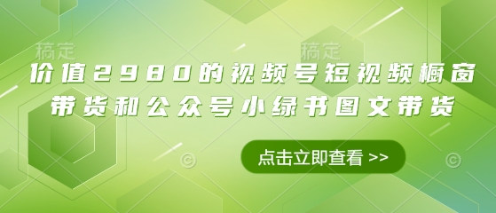 价值2980的视频号短视频橱窗带货和公众号小绿书图文带货-糊涂帮