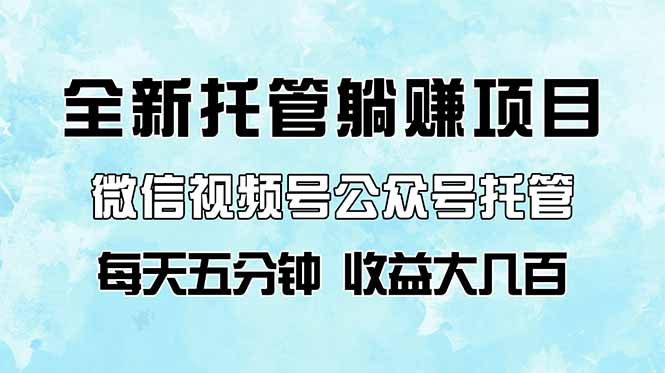 全新托管躺赚项目，微信视频号公众号托管代运营，每天五分钟，收益大几百-糊涂帮