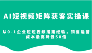 AI短视频矩阵获客实操课，从0-1企业短短视频搭建经验，销售运营成本最高降低50倍-糊涂帮