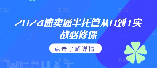 2024速卖通半托管从0到1实战必修课，掌握通投广告打法、熟悉速卖通半托管的政策细节-糊涂帮