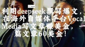 出海搞钱！利用deepseek撰写爆文，在海外自媒体平台Vocal Media写文章挣美金，一篇文章60刀-糊涂帮