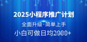 2025小程序推广计划，全面升级，简单上手，日均多张-糊涂帮