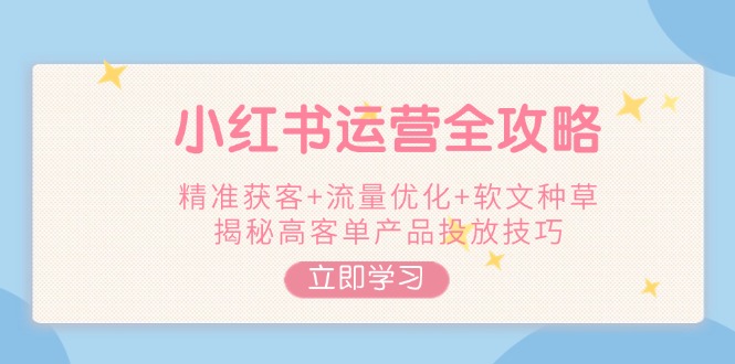 小红书运营全攻略，精准获客+流量优化+软文种草，揭秘高客单产品投放技巧-糊涂帮