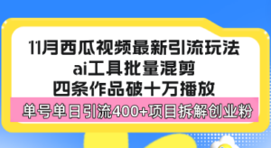 西瓜视频最新玩法，全新蓝海赛道，简单好上手，单号单日轻松引流400+创…-糊涂帮