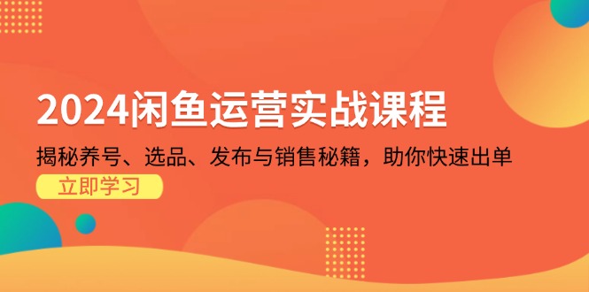 2024闲鱼运营实战课程：揭秘养号、选品、发布与销售秘籍，助你快速出单-糊涂帮