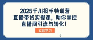 2025千川投手特训营：直播带货实操课，助你掌控直播间引流与转化！-糊涂帮