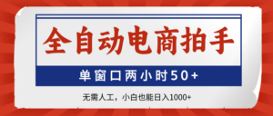 全自动电商拍手，单窗口两小时50+无需人工，小白也能日入1000+-糊涂帮