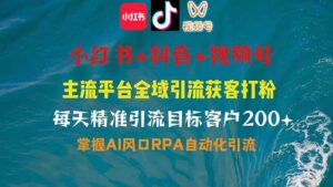 小红书、抖音、视频号全域多平台引流获客，日引目标客户200+，RPA自动…-糊涂帮