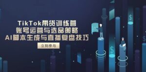 TikTok带货训练营,账号运营与选品策略,AI脚本生成与直播复盘技巧-糊涂帮