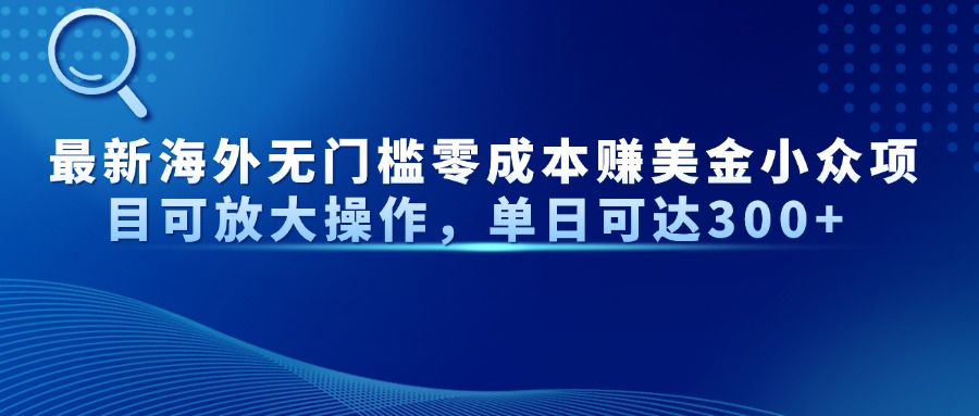 最新海外无门槛零成本赚美金小众项目可放大操作，单日可达300+-糊涂帮