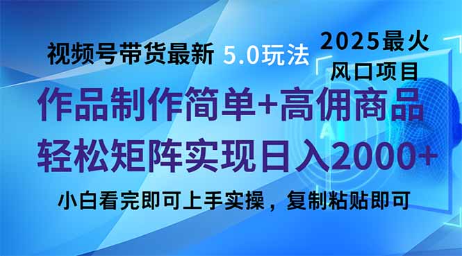 视频号带货最新5.0玩法，作品制作简单，当天起号，复制粘贴，轻松矩阵…-糊涂帮