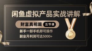 精品闲鱼虚拟产品实战讲解，新手一部手机即可操作，副业月利润可达5000+-糊涂帮