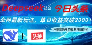Deepseek结合今日头条，全网最新玩法，单日收益突破2000+，小白轻松上手-糊涂帮