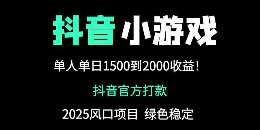 抖音官方小游戏2025全网最新玩法，暴利赚钱项目，单机日入2000+-糊涂帮