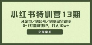 小红书特训营13期，从定位/到起号/到变现全路径，0-1打造赚钱IP，月入10w+-糊涂帮