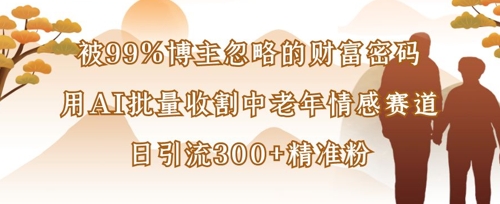被99%博主忽略的财富密码：用AI批量收割中老年情感赛道，日引流300+精准粉-糊涂帮