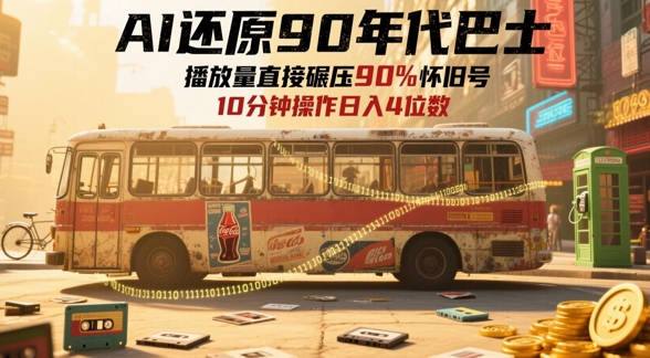 AI还原90年代巴士,一帧就让70后泪崩,播放量直接碾压90%怀旧号,每天操作十分钟,日入四位数-糊涂帮