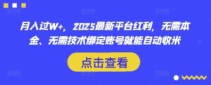 月入过W+，2025最新平台红利，无需本金、无需技术绑定账号就能自动收米-糊涂帮