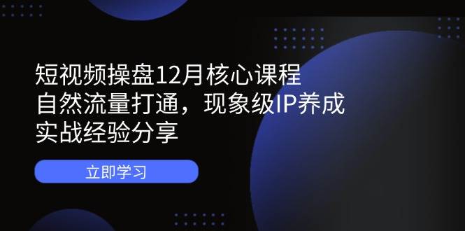 短视频操盘12月核心课程：自然流量打通，现象级IP养成，实战经验分享-糊涂帮