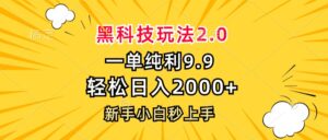 黑科技玩法2.0，一单9.9，轻松日入2000+，新手小白秒上手-糊涂帮