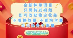 全新种草项目只需转发视频，即可收获稳定收益，不看播放量不看粉丝量，全天任务不限量，每天稳定3张-糊涂帮